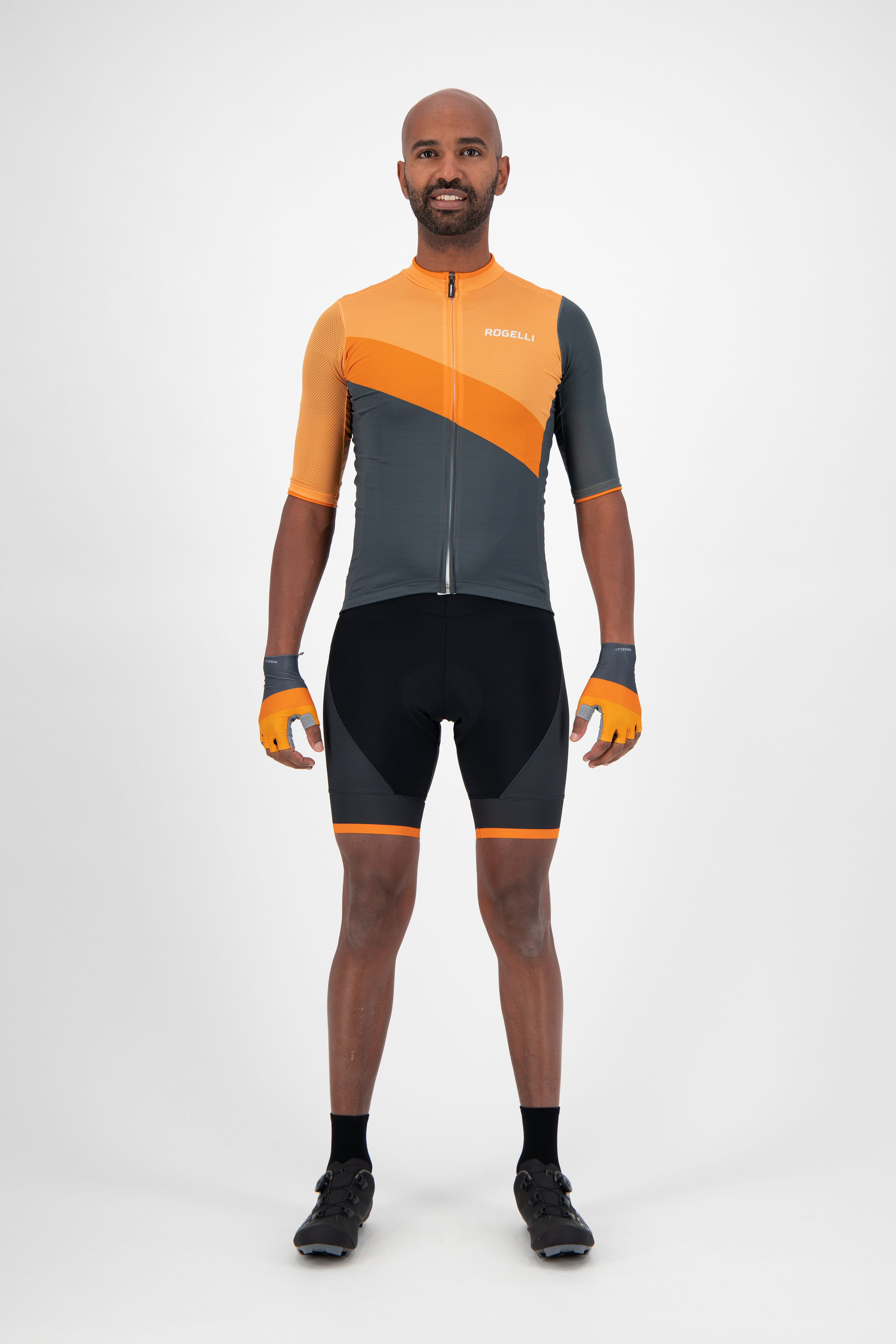 Heren 3 delig fietsset Kai shirt Ultracing broek en Kai handschoenen Grijs/oranje