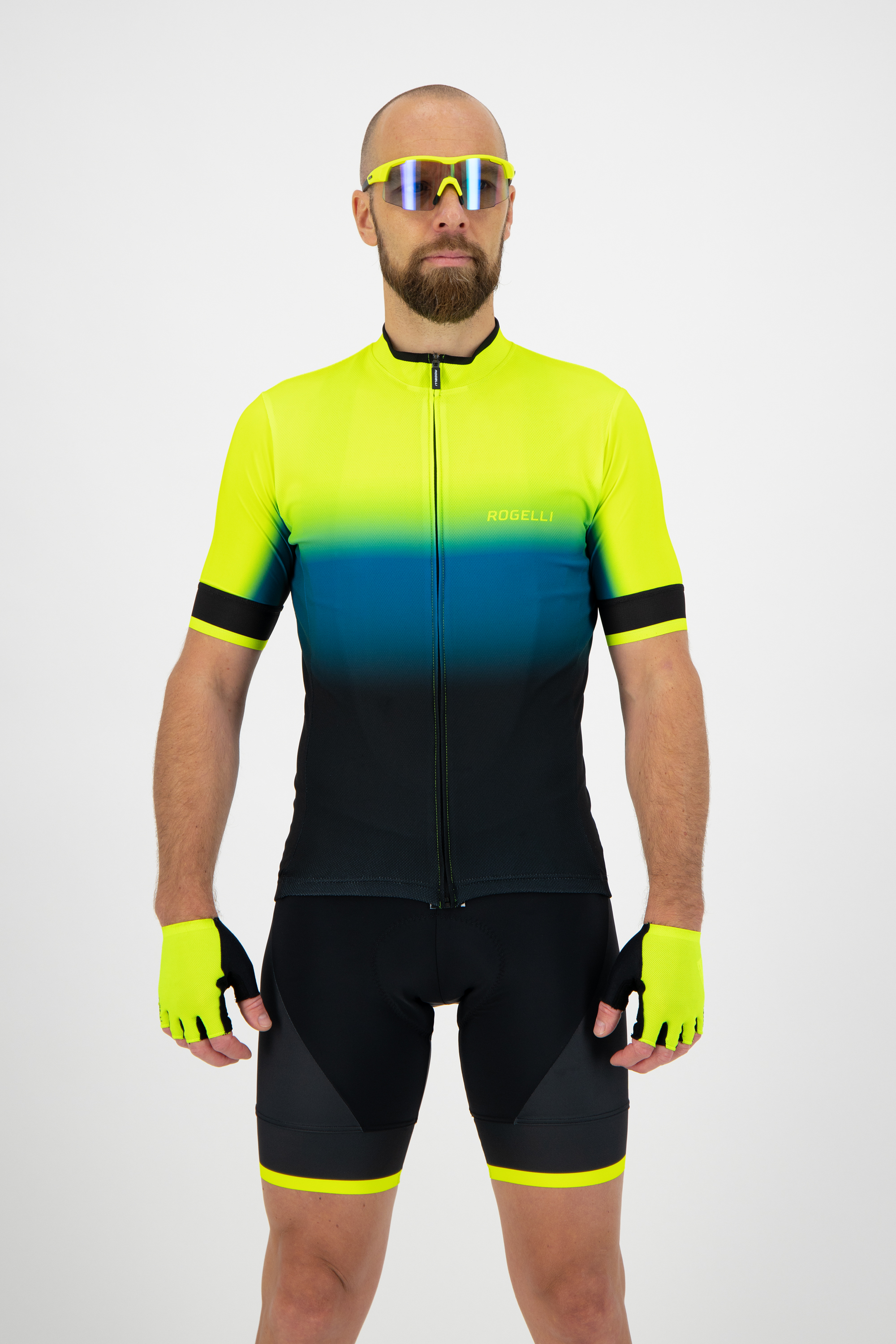 Horizon fietsshirt KM  Blauw/fluor/geel