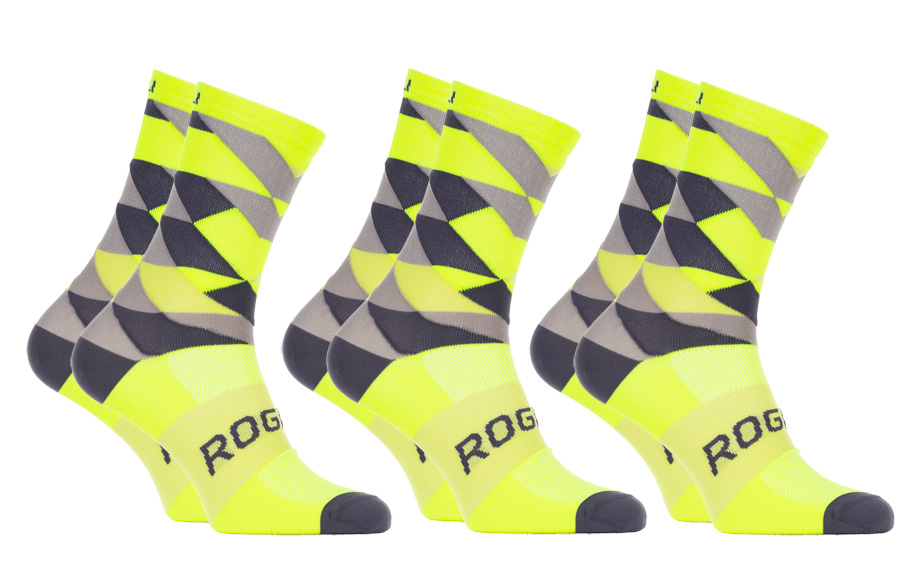 3 Paar  fiets sokken RCS-14 Fluor geel