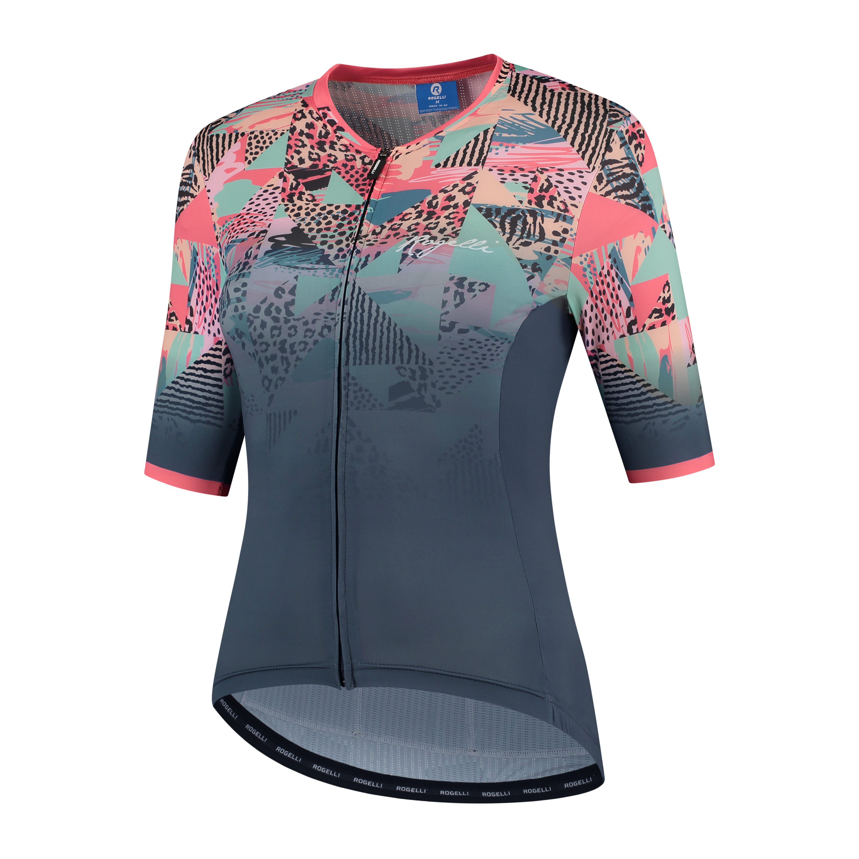 Dames fietsshirt Animal Blauw/coral
