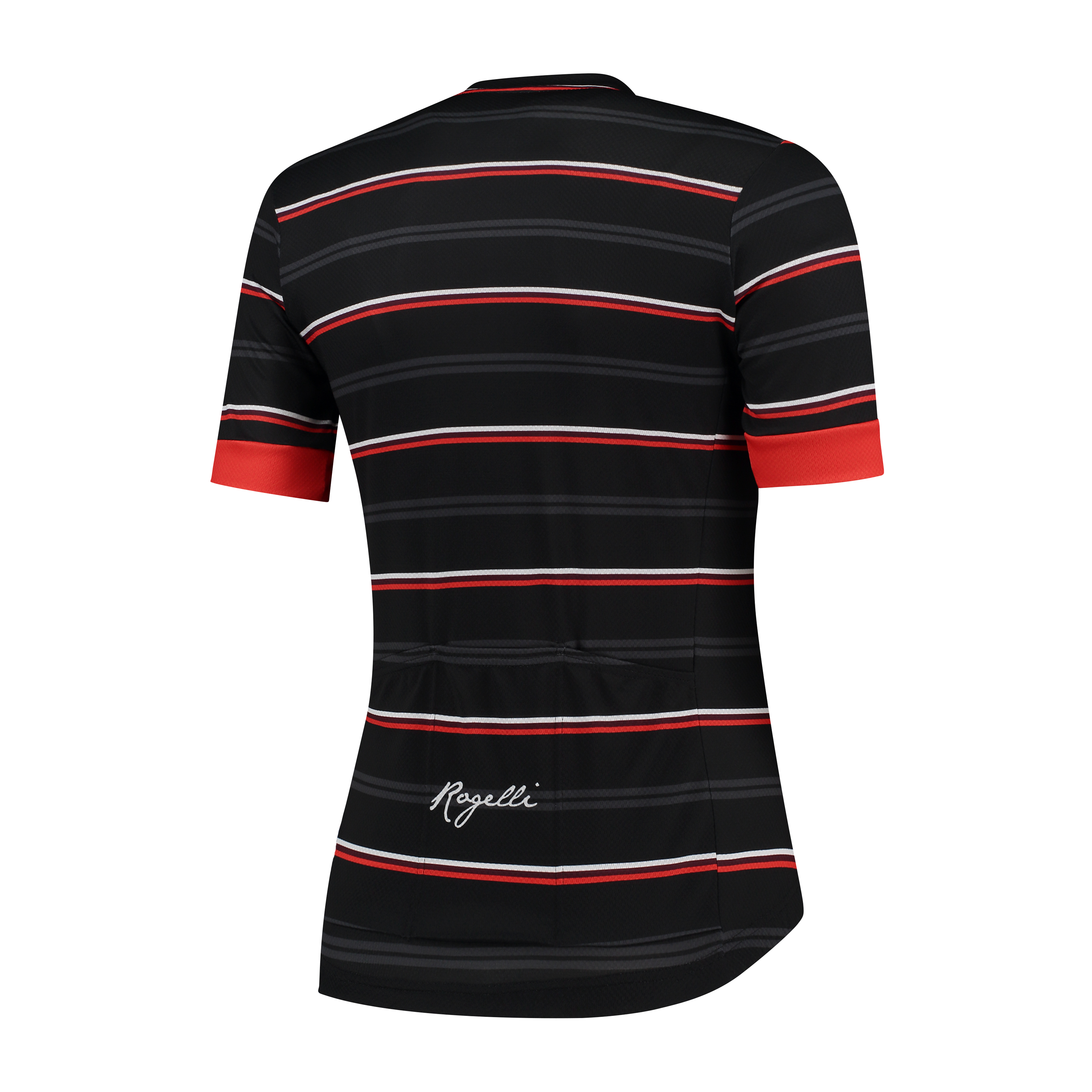 Dames fietsshirt Stripe Zwart/wit/rood