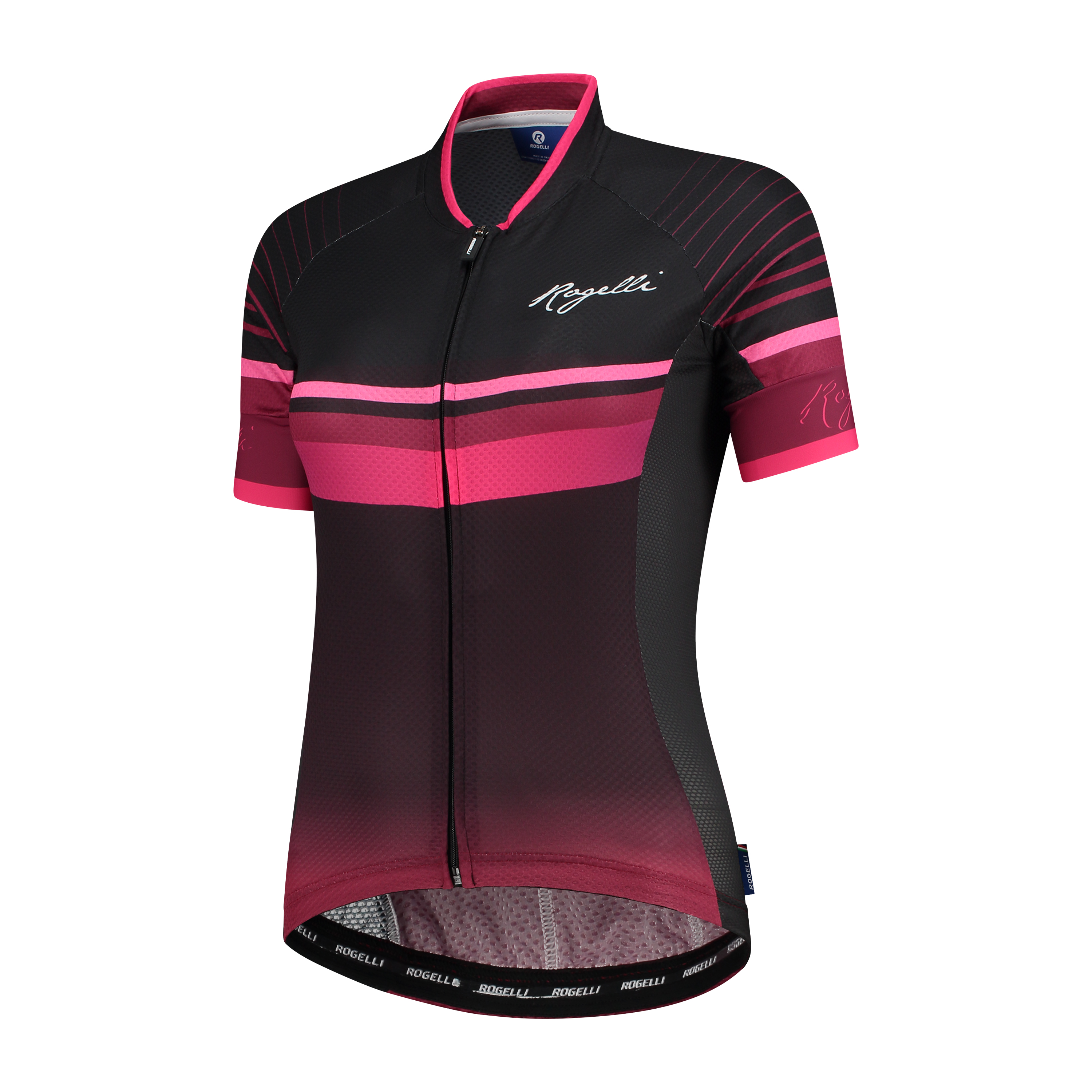 2 Delig Dames fietsset Impress shirt +broek Bordeaux/roze