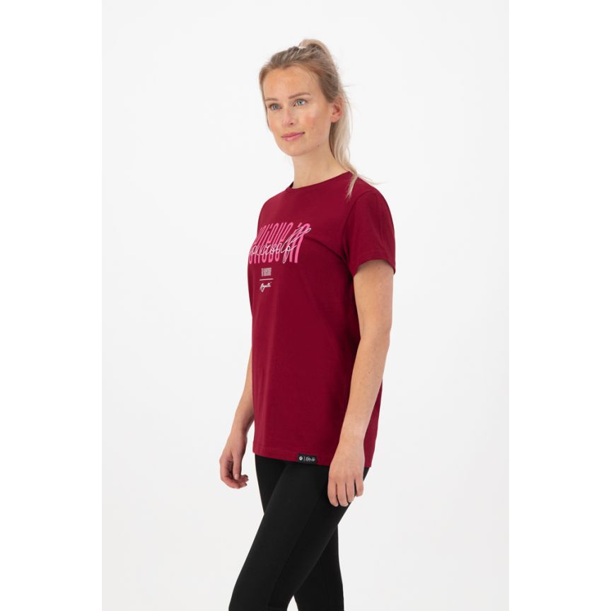 converteerbaar Deskundige voordelig Enjoy Life Graphic T-shirt Dames Bordeux/rood - Fiets en Schaatskleding