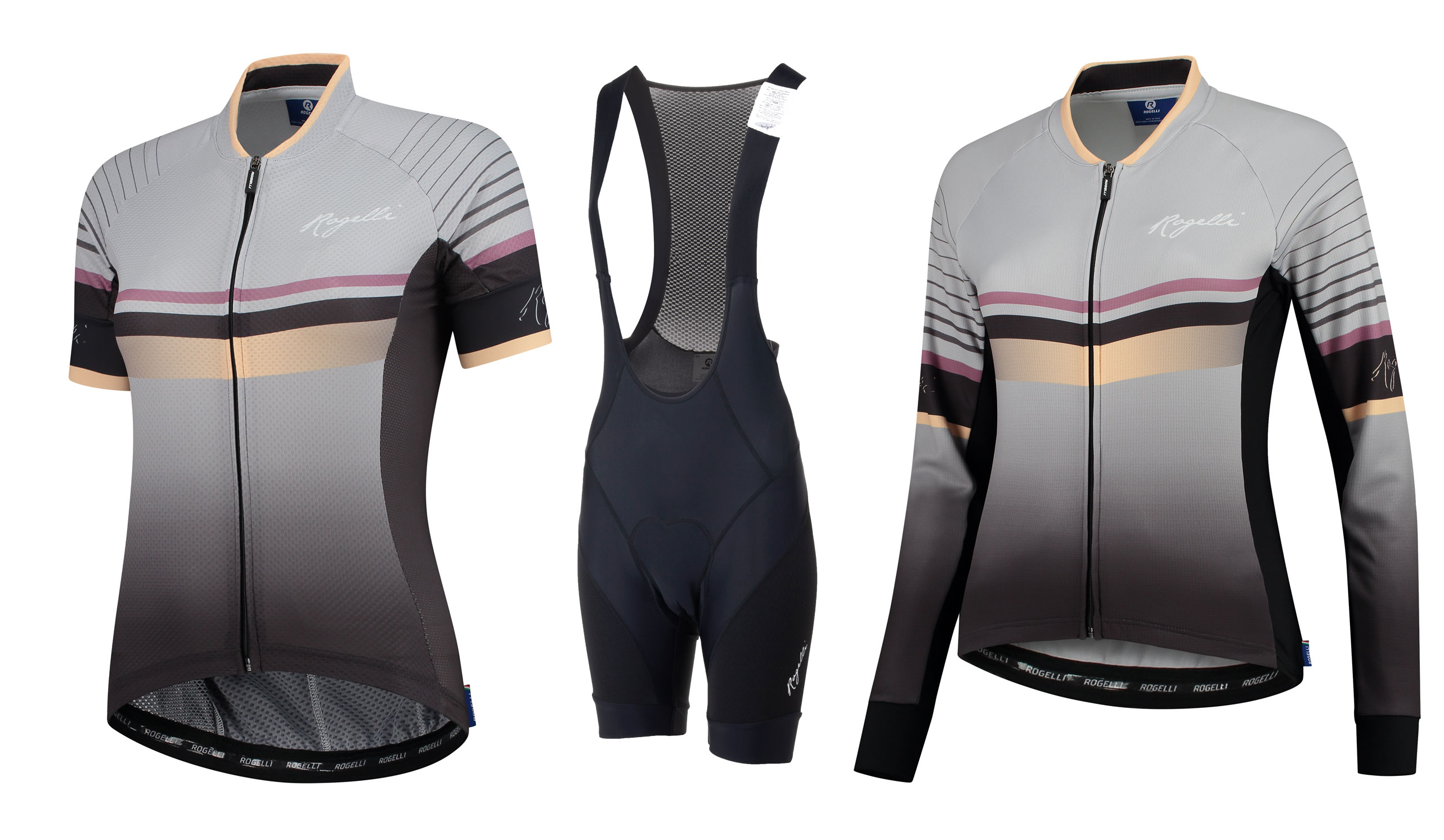 3 Delig Dames fietsset Impress shirt Grijs/goud + Essential broek Zwart