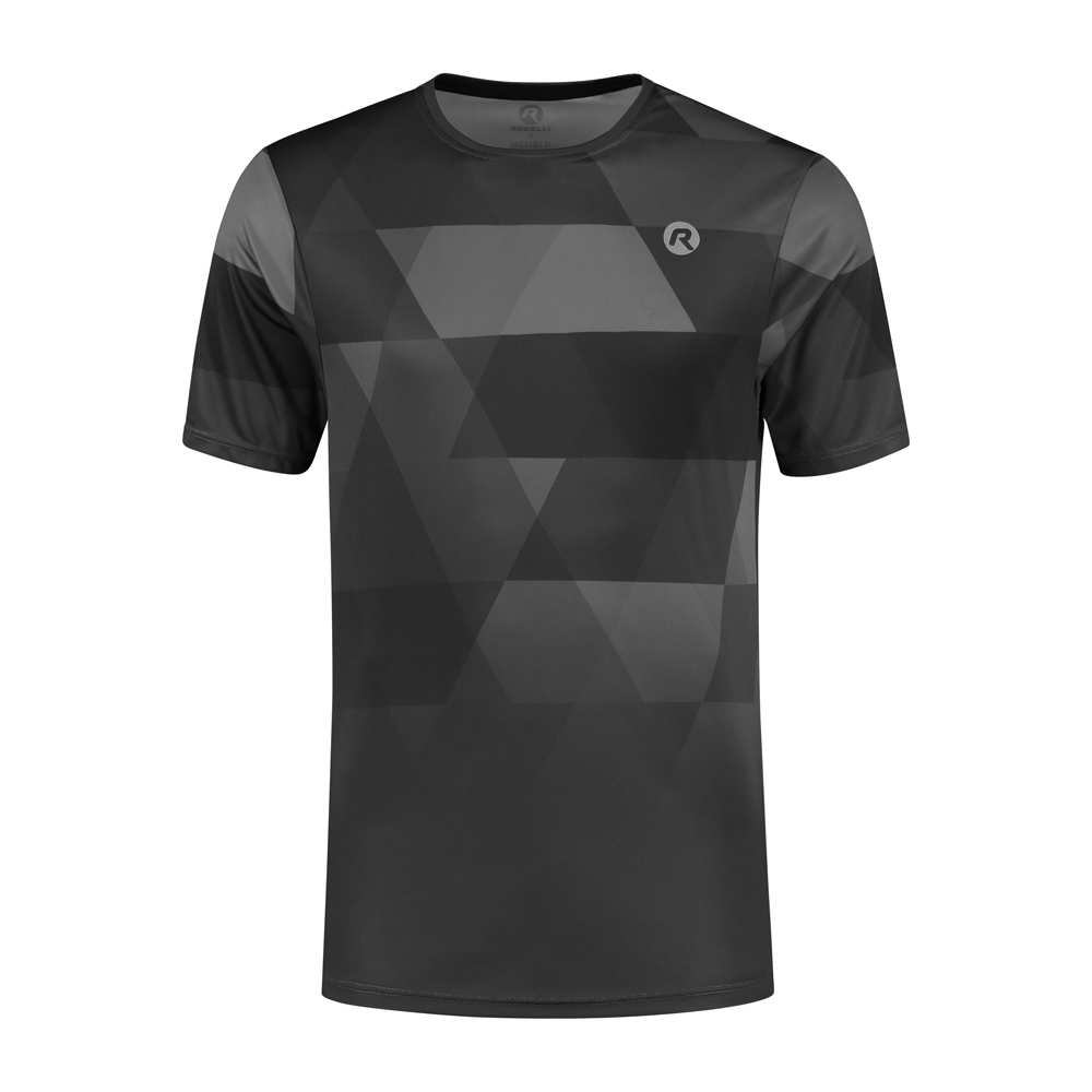 Geometric Hardloopshirt Heren Zwart/Grijs