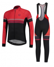 2 Delig Hero set Jersey jack en Thermo broek Zwart/rood/bodeaux