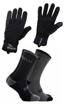 2 Delig set Storm handschoenen en Wool sokken Zwart