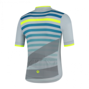 Stripe fietsshirt Km Grijs/fluor/groen