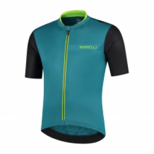 fietsshirt KM Minimal Blauw/groen/zwart