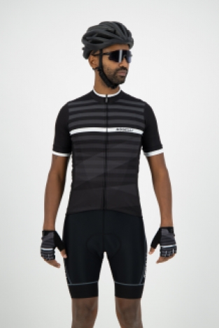 Stripe fietsshirt KM Zwart/wit