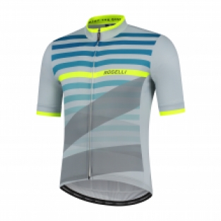 Stripe fietsshirt Km Grijs/fluor/groen