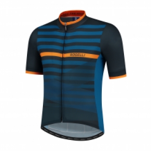 Stripe fietsshirt KM Blauw/oranje