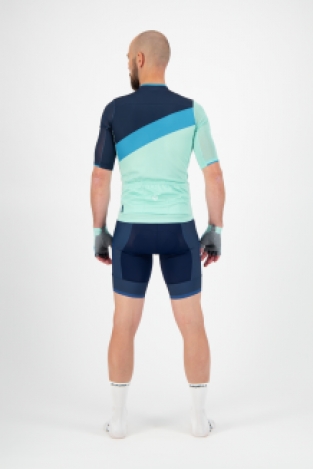 Heren 3 delig fietsset Kai shirt Ultraracing broek en Kai handschoenen Turquoise/blauw