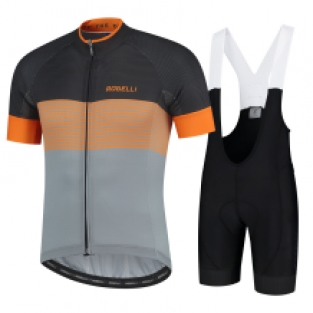 Heren fietsset Boostshirt en Flex broek Grijs/oranje/zwart