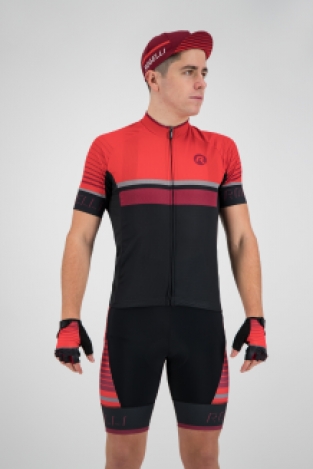 Hero fietsshirt KM Zwart/rood/bordeuax