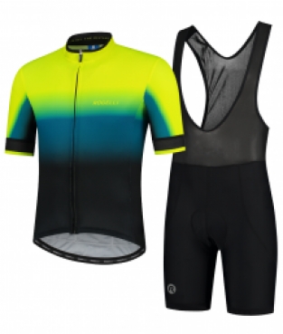 2 Delig Kinder fiets set Horizon shirt KM Blauw/fluor+basic broek