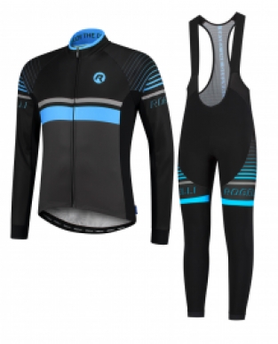 2 Delig Hero set Jersey jack en thermo broek Zwart/grijs/blauw