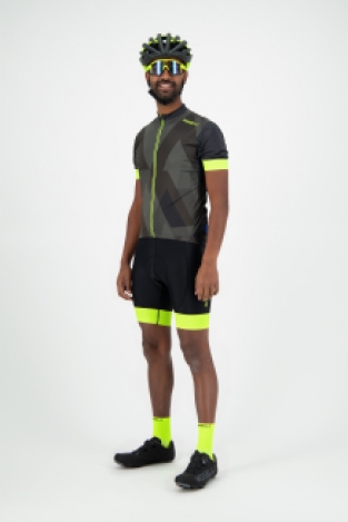 Heren fietsbroek Flex Zwart/fluor