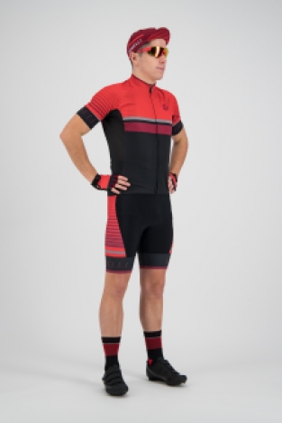 Hero korte fietsbroek Zwart/rood/bordeaux