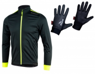 2 Delig kinder set Pesaro jack Zwart/fluor/laval handschoenen