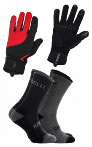 2 delig set Storm handschoenen en Wool sokken Zwart/rood
