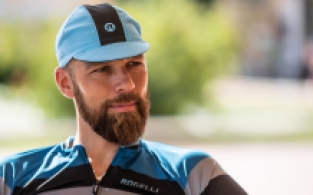 Retro fietspet Blauw/zwart