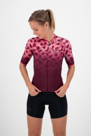 Dames fietsshirt Animal Bordeaux/pink