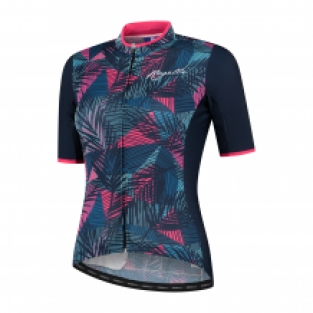 Dames fietsshirt Leaf Blauw/pink