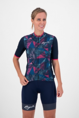 Dames fietsshirt Leaf Blauw/pink