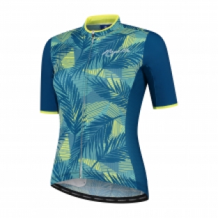 Dames fietsshirt Leaf Turqoise/geel