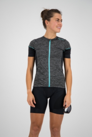 Dames fietsshirt KM Charm Grijs/zwart/Tuquoise