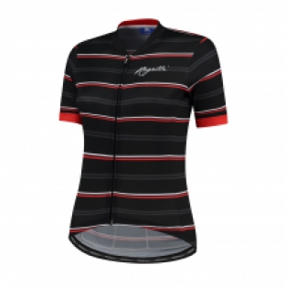 Dames fietsshirt Stripe Zwart/rood