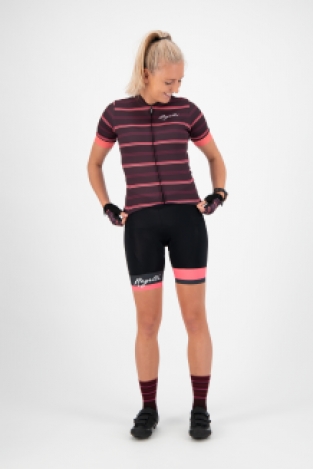 Dames fietsshirt Stripe Bordeaux/pink