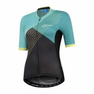 Dames fietsshirt KM Divine Grijs/Tuqu/geel