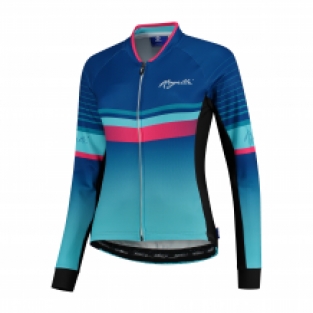 5 Delig Dames fietsset Impress Shirt/broek/jack/handschoen en sokken Blauw/roze