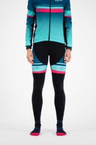 Dames thermo fietsbroek Impress Zwart/roze/blauw