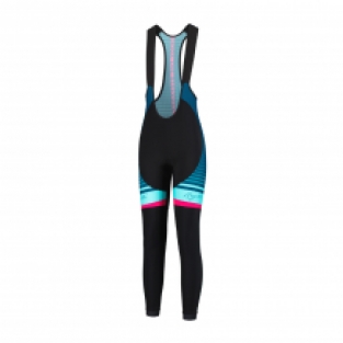 Dames thermo fietsbroek Impress Zwart/roze/blauw