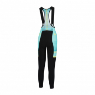 Dames thermo fietsbroek Impress Zwart/geel/turquoise