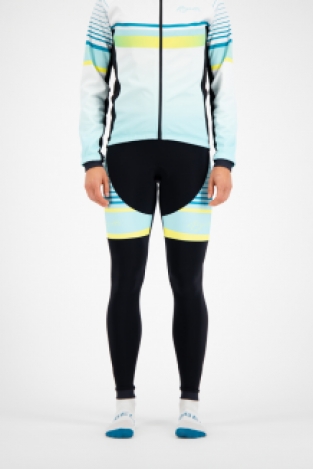 Dames thermo fietsbroek Impress Zwart/geel/turquoise
