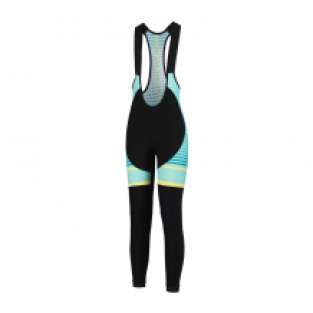 Dames thermo fietsbroek Impress Zwart/geel/turquoise