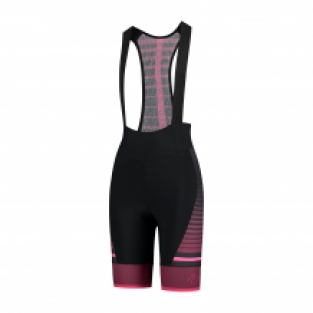 Dames fietsbroek Impress Zwart/bordeuax/roze