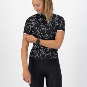 Faces Fietsshirt Dames Zwart wit