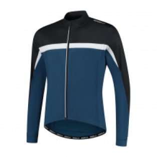 Heren fietsshirt Course Lange mouwen Zwart/blauw/wit