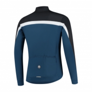 Heren fietsshirt Course Lange mouwen Zwart/blauw/wit