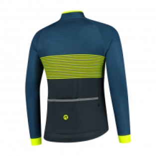 Heren fietsshirt Boost Lange mouwen Blauw/fluor