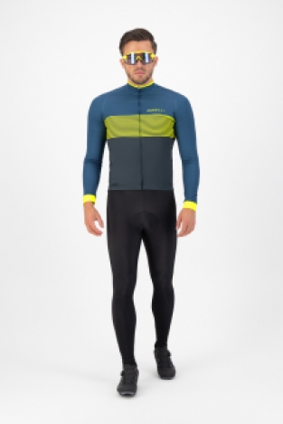 Heren fietsshirt Boost Lange mouwen Blauw/fluor