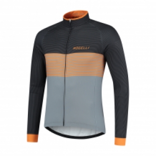 Heren fietsshirt Boost Lange mouwen Grijs/zwart/oranje