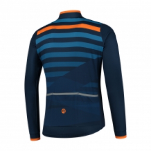 Heren fietsshirt Stripe Lange mouwen Blauw/oranje