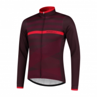 Heren fietsshirt Stripe Lange mouwen Bordeaux/paars/rood