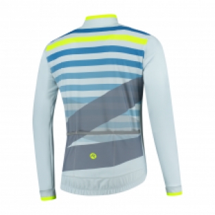 Herenfietsshirt Stripe lange mouwen Grijs/fluorgroen